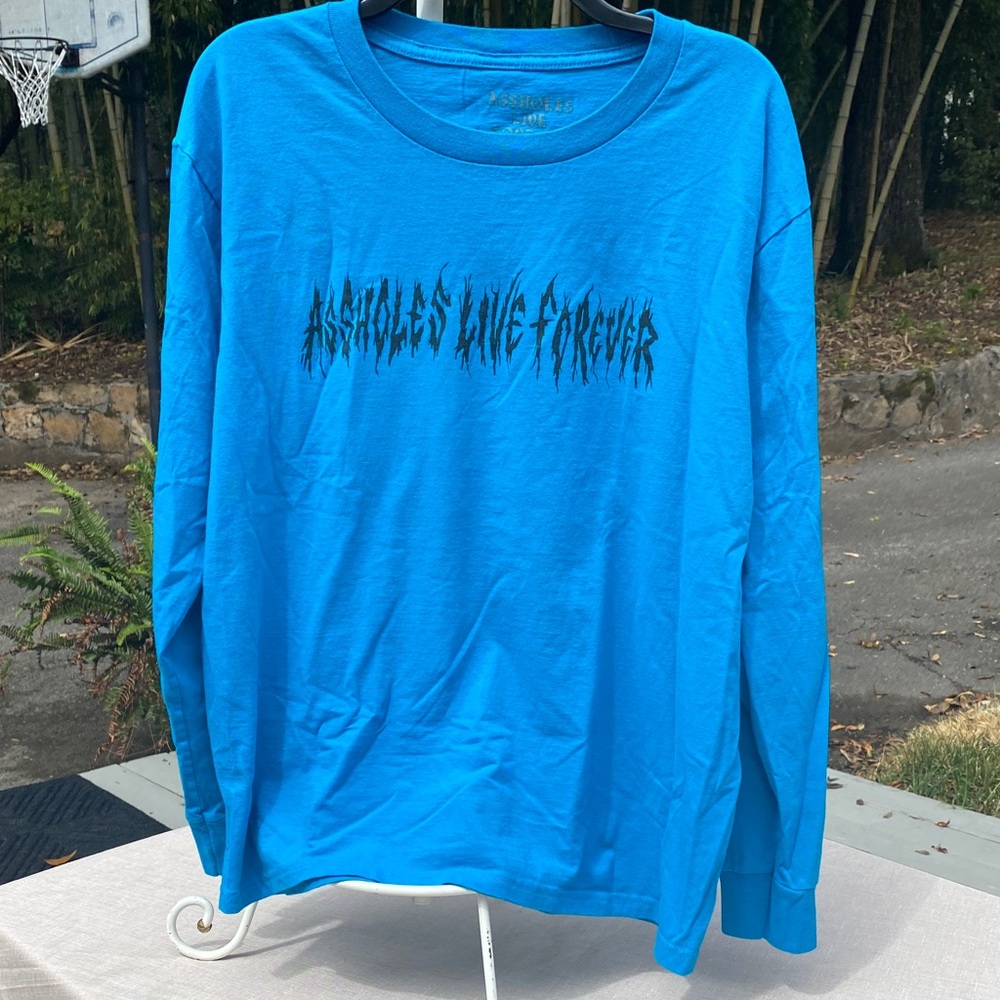 “Assholes Live Forever” Vibrant Blue Graphic Long Sleeve Tee